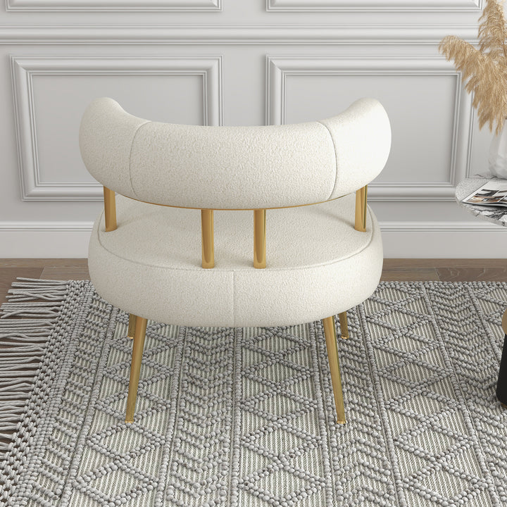 SEYNAR Modern Glam Upholstered Comfy Open-Back Accent Vanity chair with Golden Legs Image 4