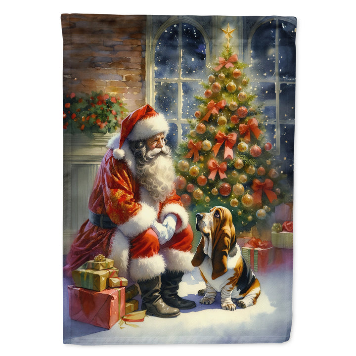 Basset Hound and Santa Claus Garden Flag Image 1