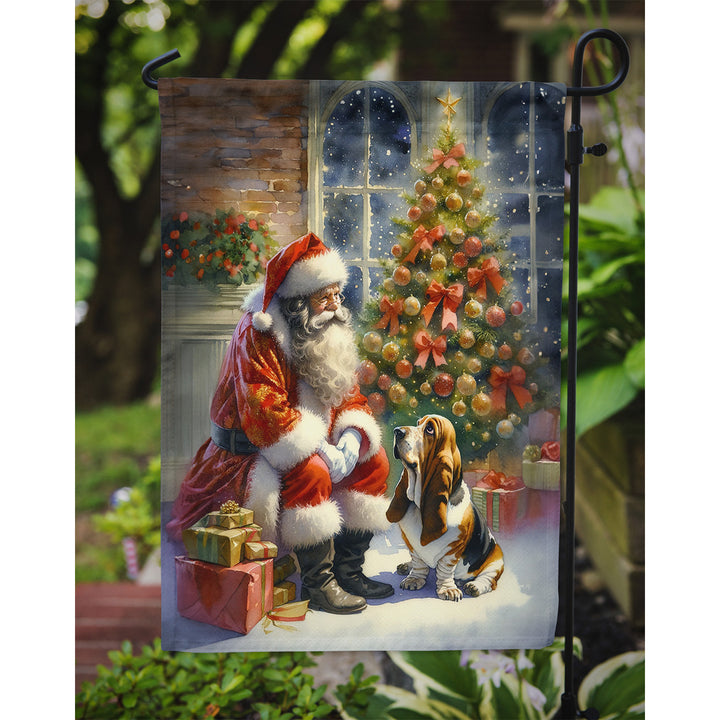 Basset Hound and Santa Claus Garden Flag Image 3