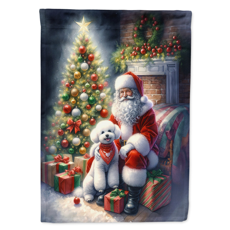 Bichon Frise and Santa Claus Garden Flag Image 1