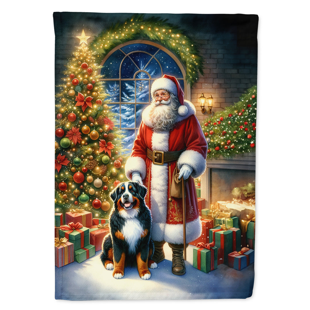 Bernese Mountain Dog and Santa Claus Garden Flag Image 1