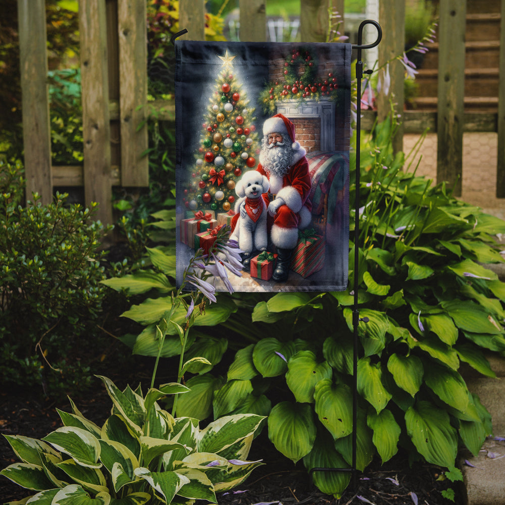 Bichon Frise and Santa Claus Garden Flag Image 2