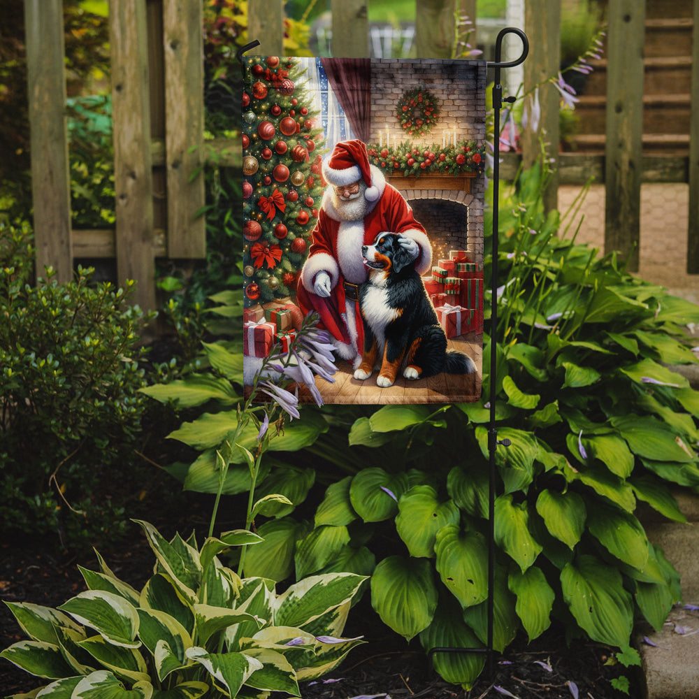 Bernese Mountain Dog and Santa Claus Garden Flag Image 2