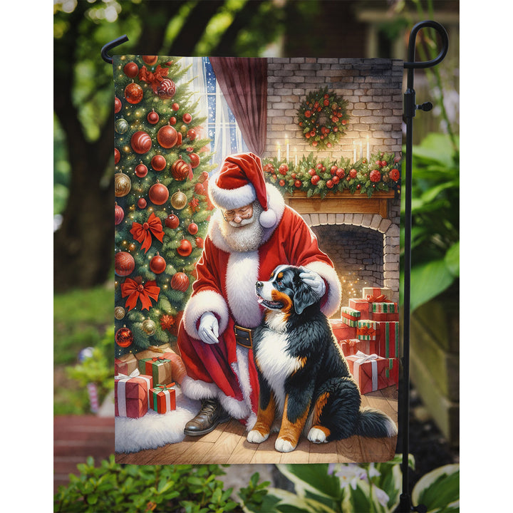 Bernese Mountain Dog and Santa Claus Garden Flag Image 3