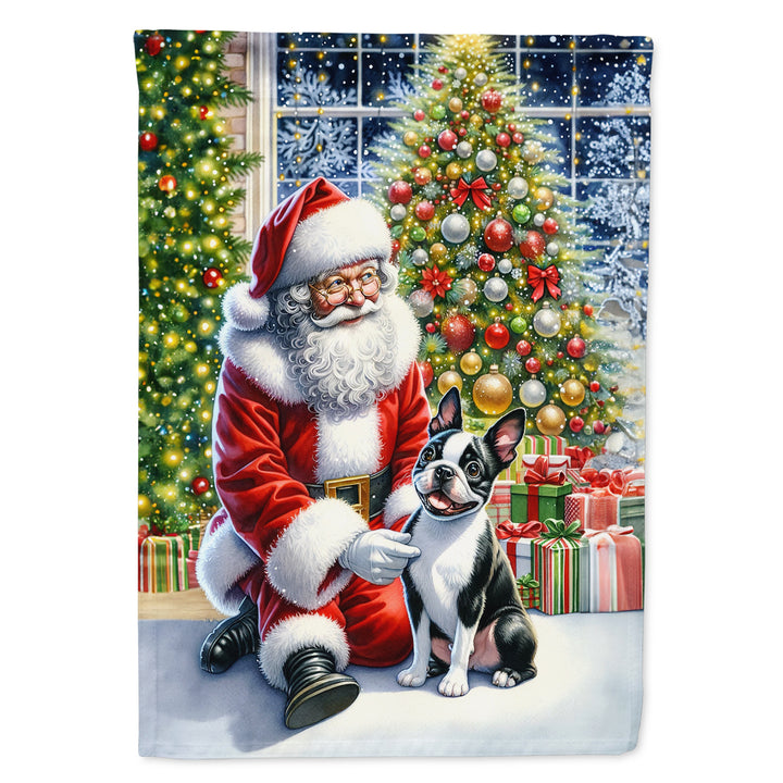 Boston Terrier and Santa Claus Garden Flag Image 1