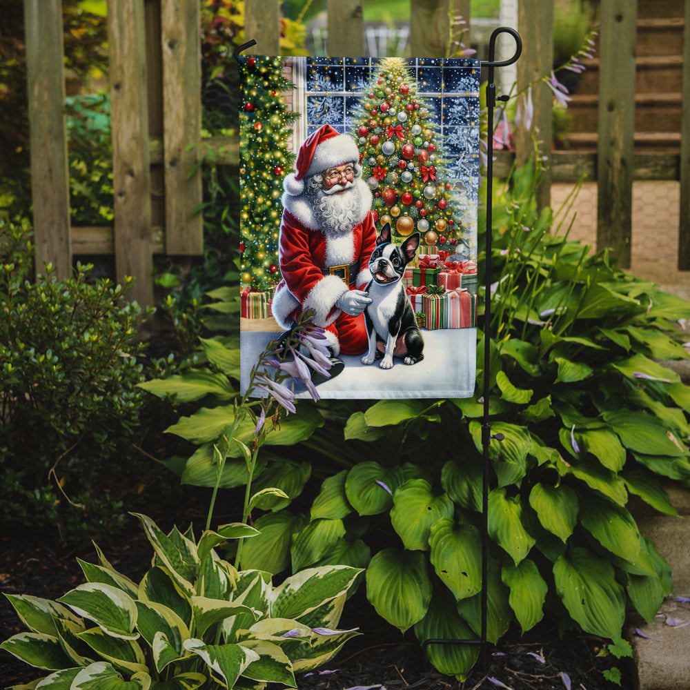 Boston Terrier and Santa Claus Garden Flag Image 2