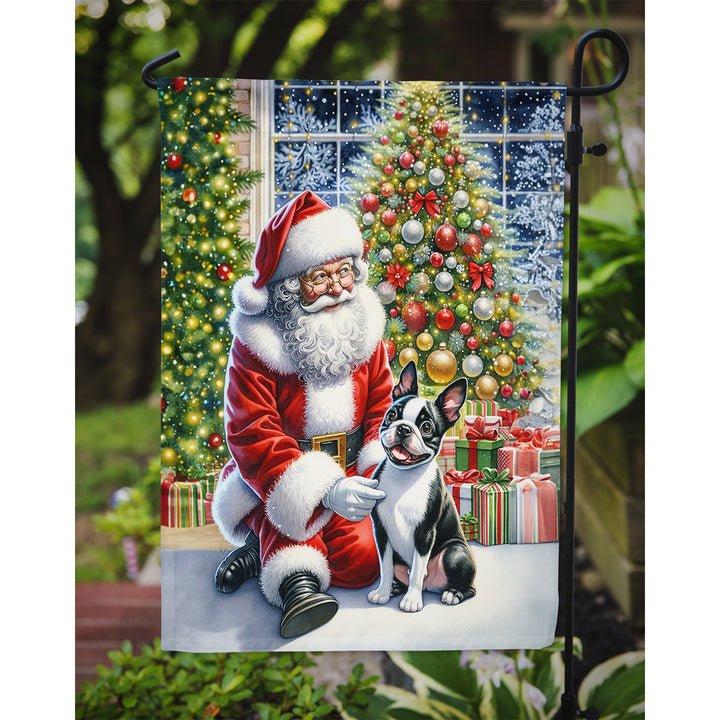 Boston Terrier and Santa Claus Garden Flag Image 3