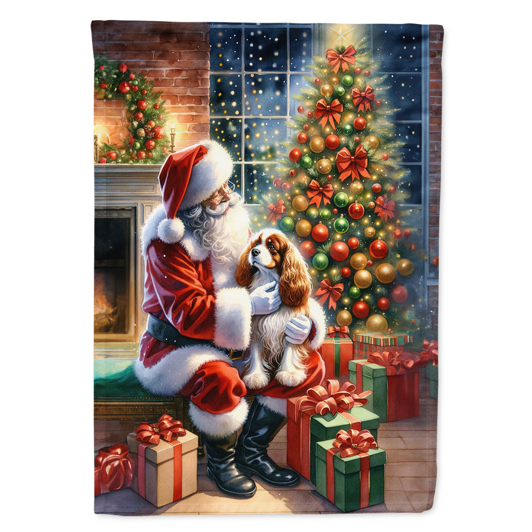 Cavalier Spaniel and Santa Claus Garden Flag Image 1