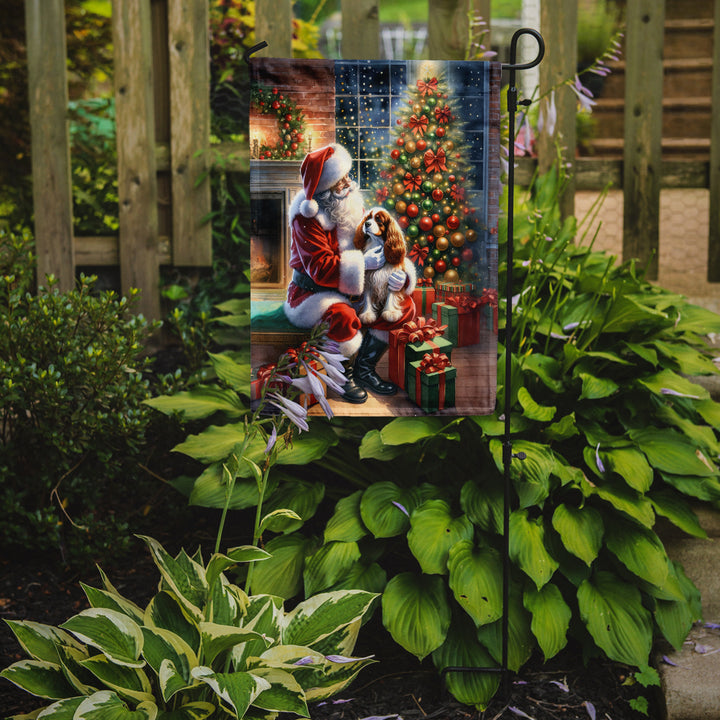 Cavalier Spaniel and Santa Claus Garden Flag Image 2