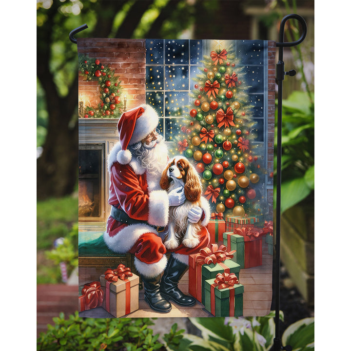 Cavalier Spaniel and Santa Claus Garden Flag Image 3