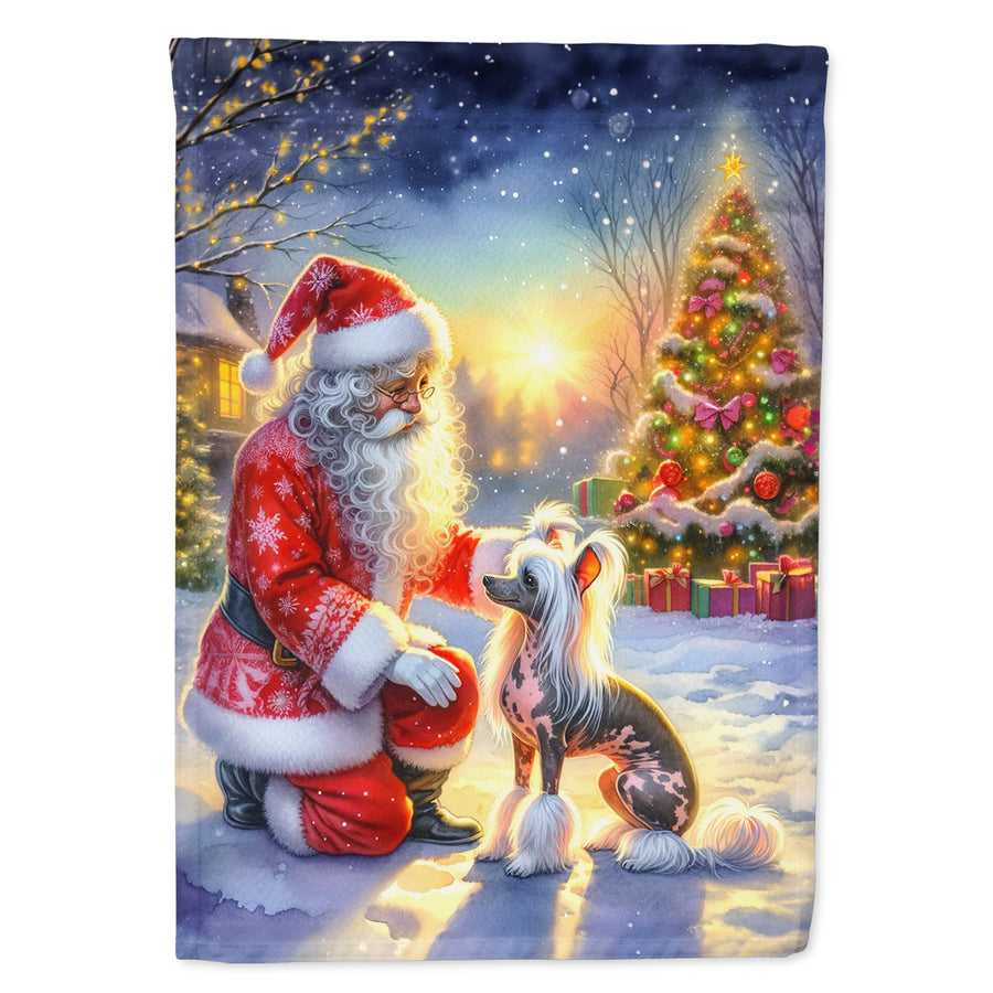 Chinese Crested and Santa Claus Garden Flag Image 1