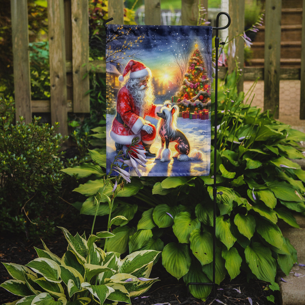 Chinese Crested and Santa Claus Garden Flag Image 2