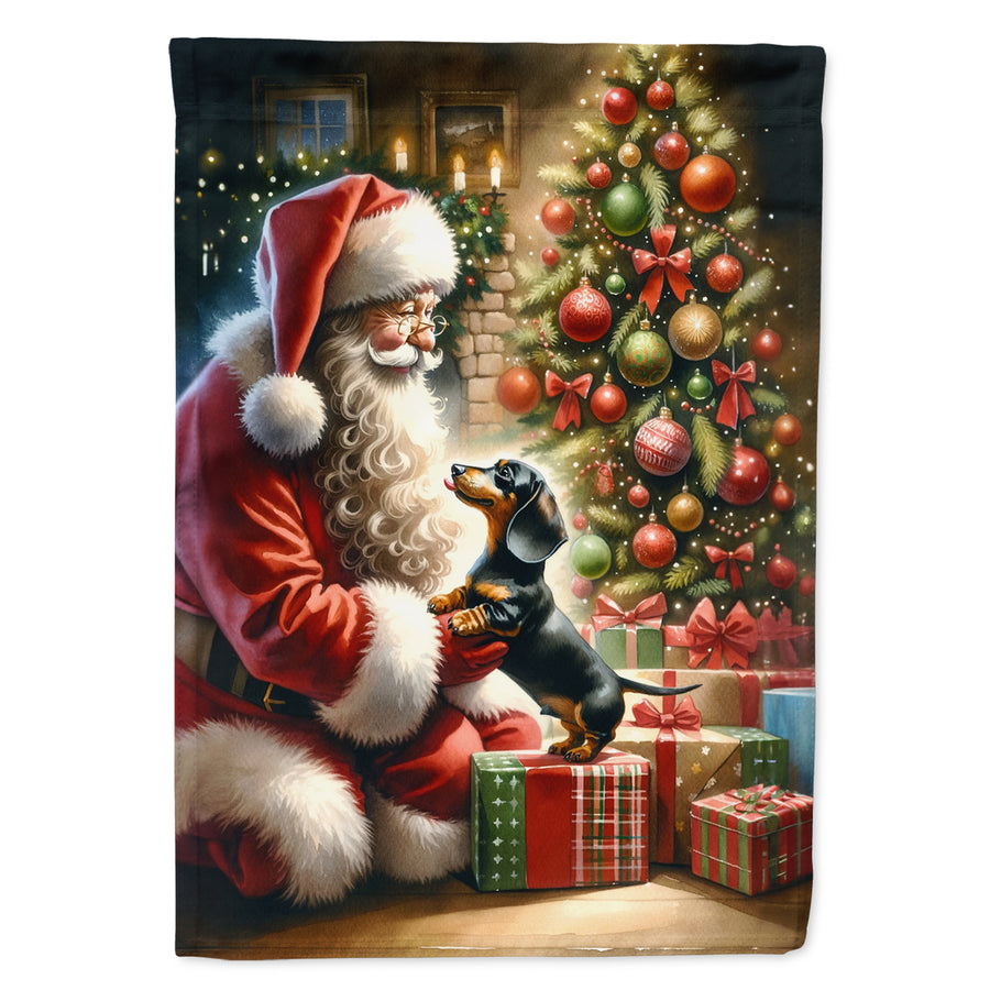 Dachshund and Santa Claus Garden Flag Image 1