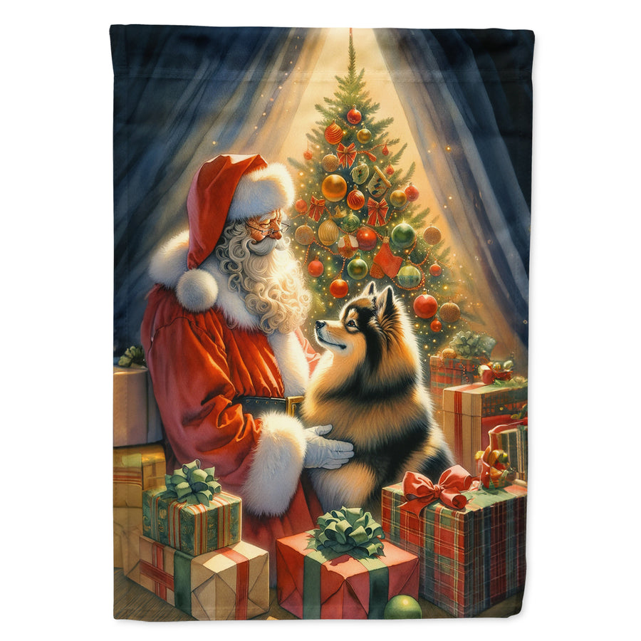 Finnish Spitz and Santa Claus Garden Flag Image 1