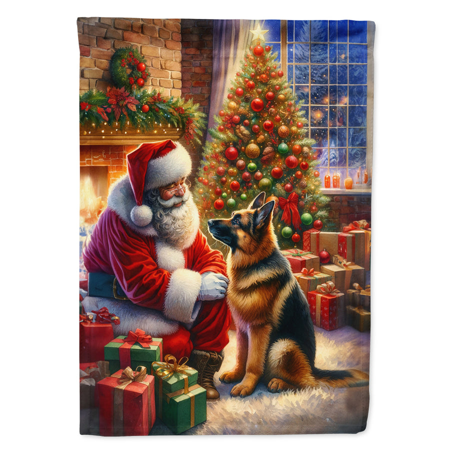 German Shepherd and Santa Claus Garden Flag Image 1