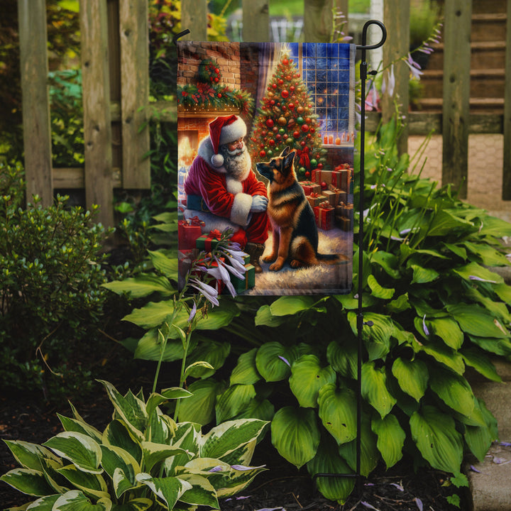 German Shepherd and Santa Claus Garden Flag Image 2