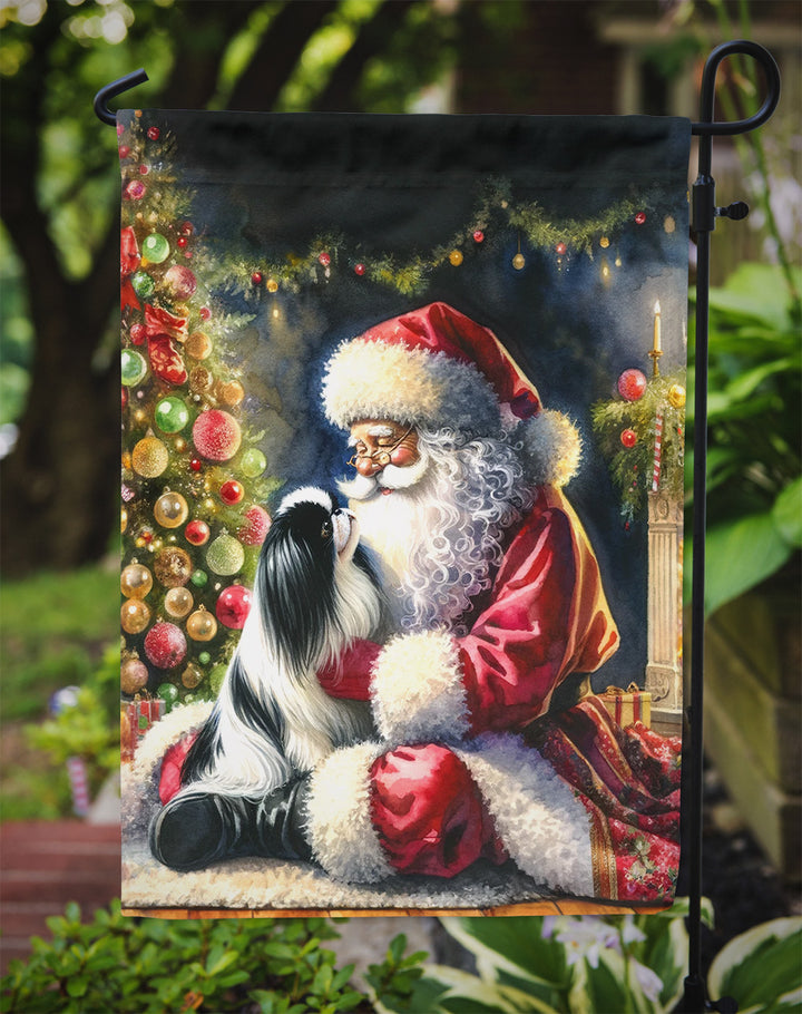 Japanese Chin and Santa Claus Garden Flag Image 3