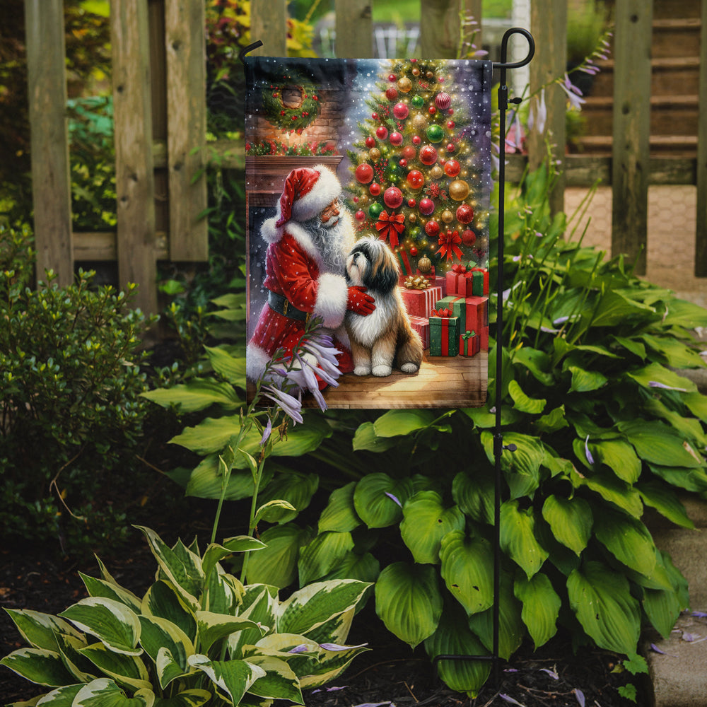 Lhasa Apso and Santa Claus Garden Flag Image 2