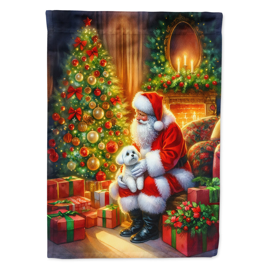 Maltese and Santa Claus Garden Flag Image 1