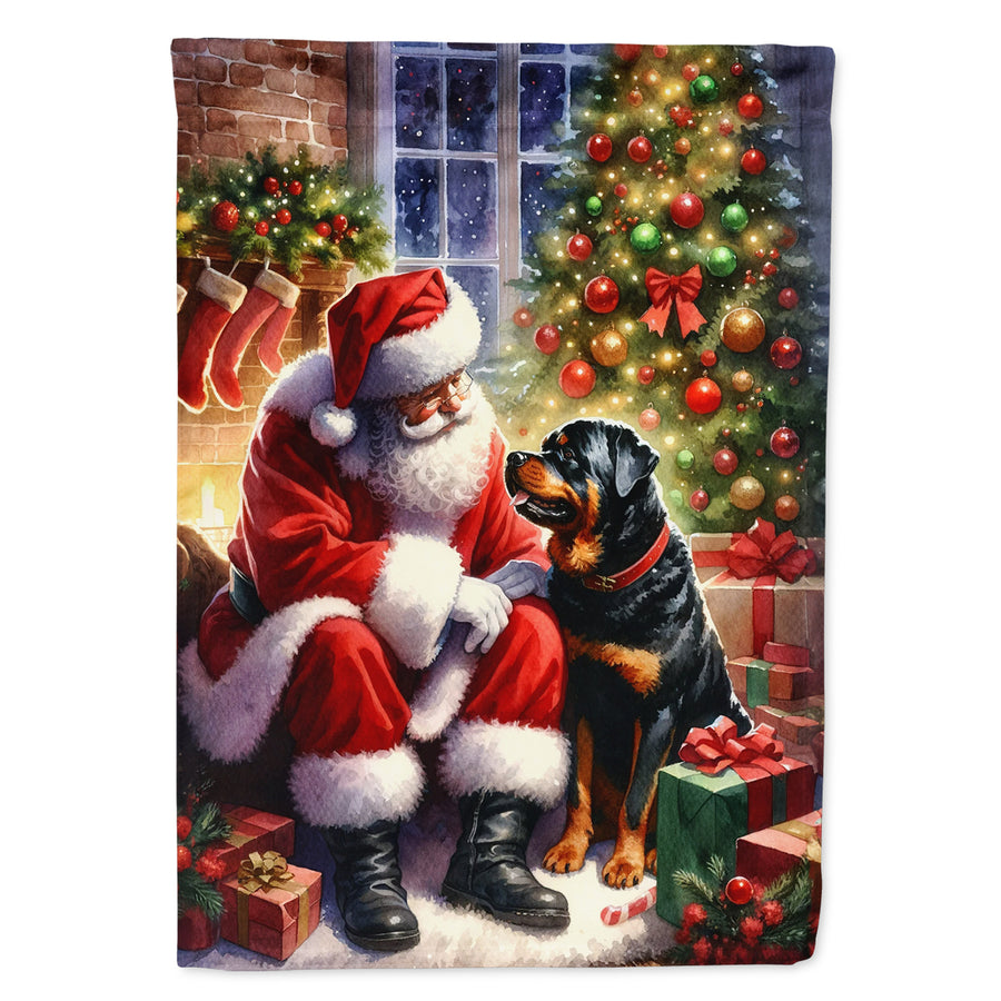 Rottweiler and Santa Claus Garden Flag Image 1