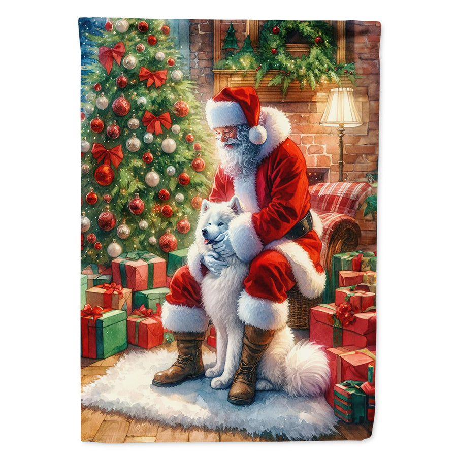 Samoyed and Santa Claus Garden Flag Image 1