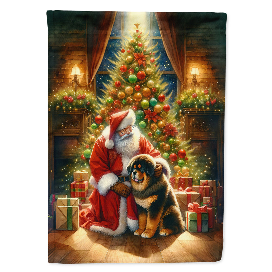 Tibetan Mastiff and Santa Claus Garden Flag Image 1