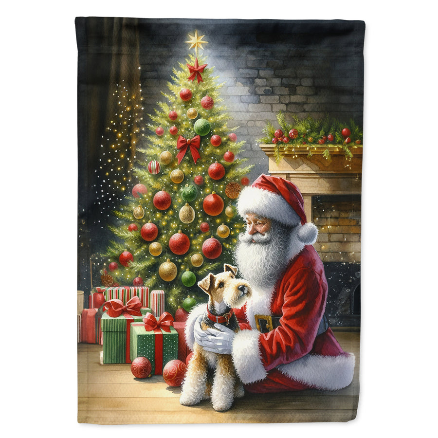 Fox Terrier and Santa Claus Garden Flag Image 1