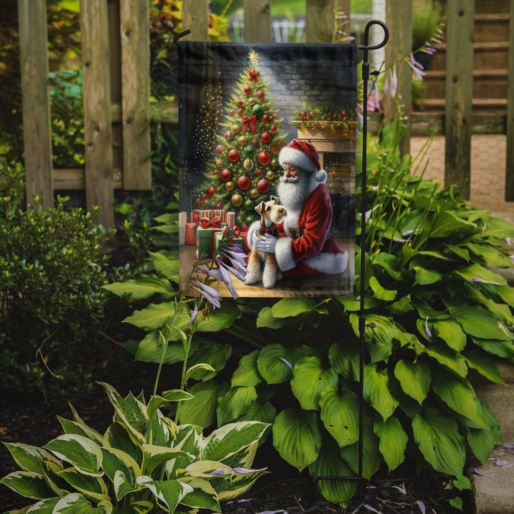 Fox Terrier and Santa Claus Garden Flag Image 2