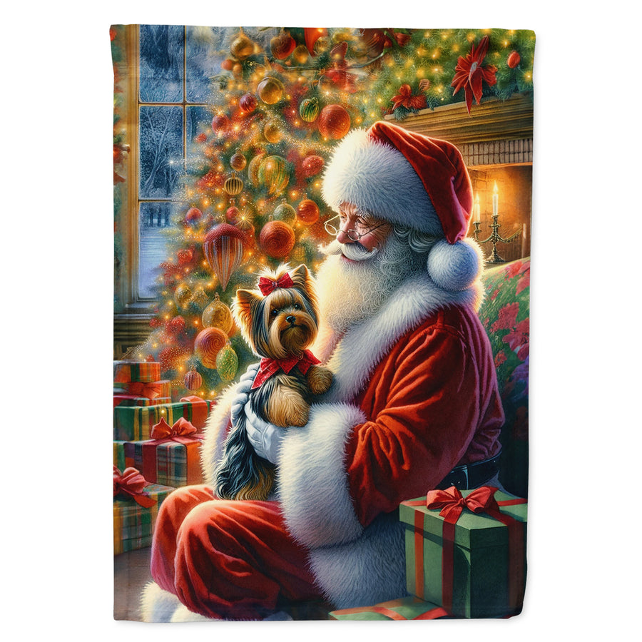 Yorkshire Terrier Yorkie and Santa Claus Garden Flag Image 1