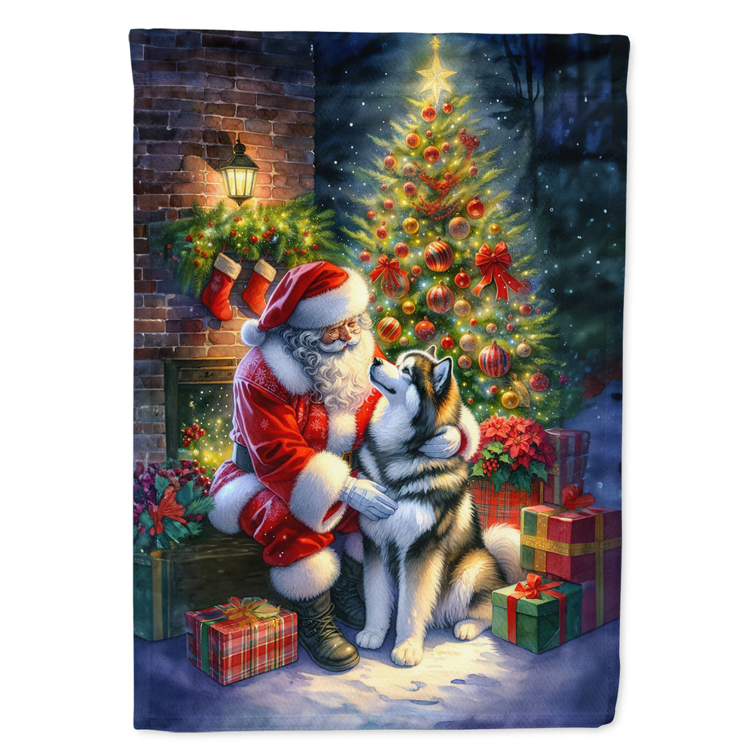 Alaskan Malamute and Santa Claus House Flag Image 1