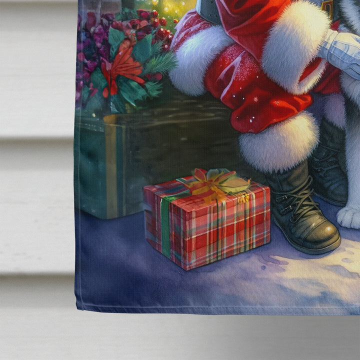 Alaskan Malamute and Santa Claus House Flag Image 4