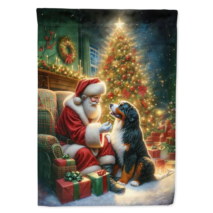 Bernese Mountain Dog and Santa Claus House Flag Image 1