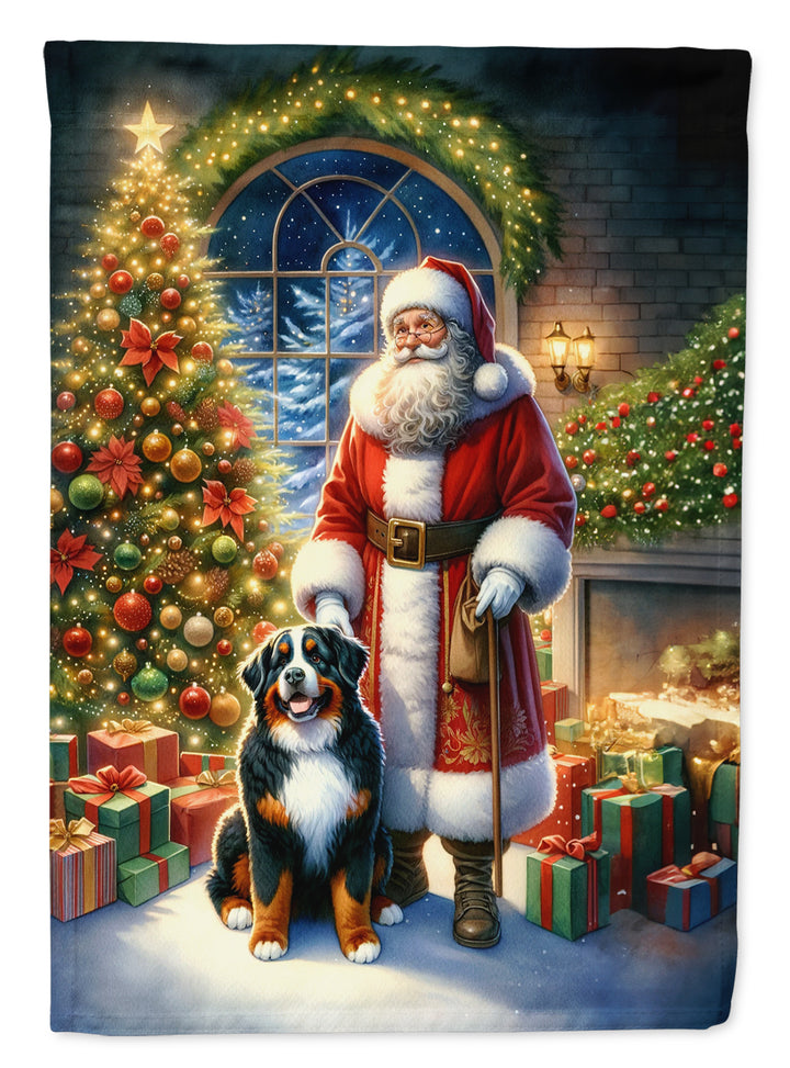 Bernese Mountain Dog and Santa Claus House Flag Image 1