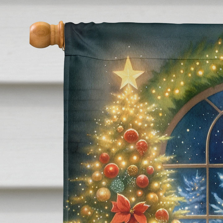 Bernese Mountain Dog and Santa Claus House Flag Image 3