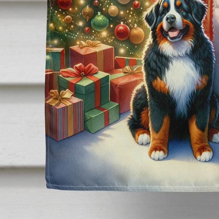 Bernese Mountain Dog and Santa Claus House Flag Image 4