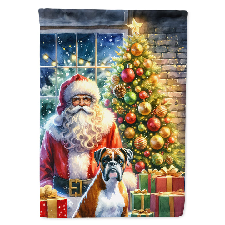 Boxer and Santa Claus House Flag Image 1