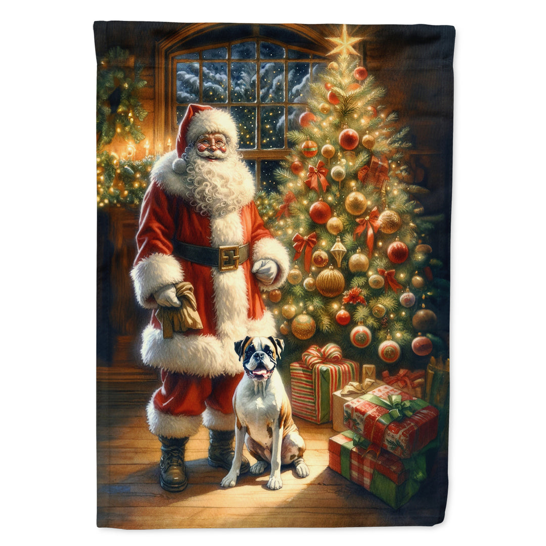 Boxer and Santa Claus House Flag Image 1