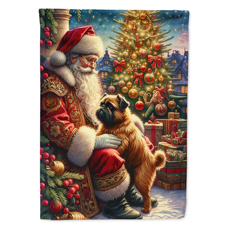 Brussels Griffon and Santa Claus House Flag Image 1