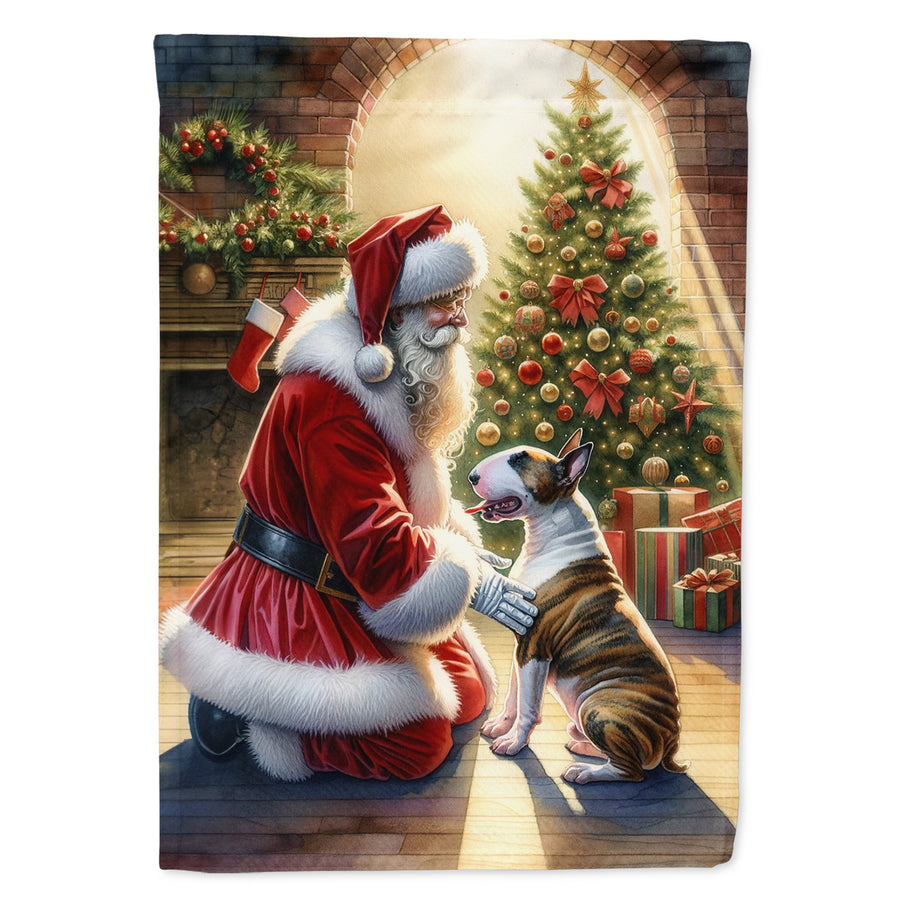 Bull Terrier and Santa Claus House Flag Image 1