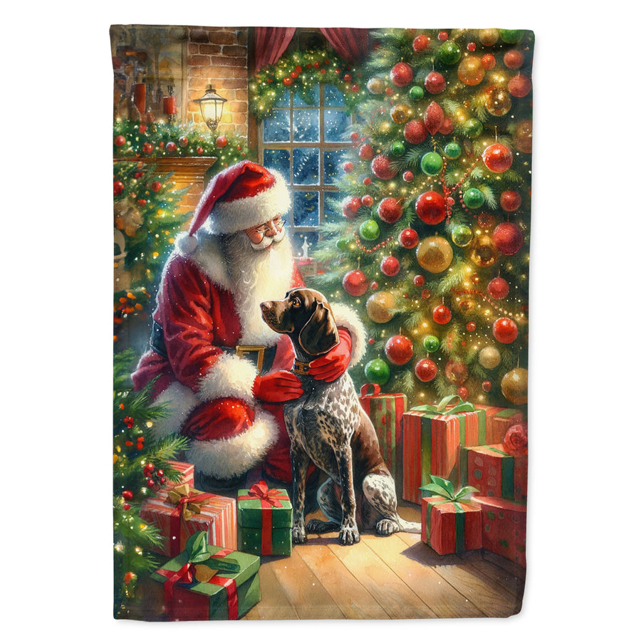 German Shorthaired Pointer and Santa Claus House Flag Image 1