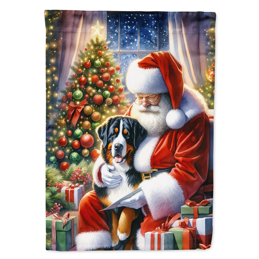 Greater Swiss Mountain Dog and Santa Claus House Flag Image 1