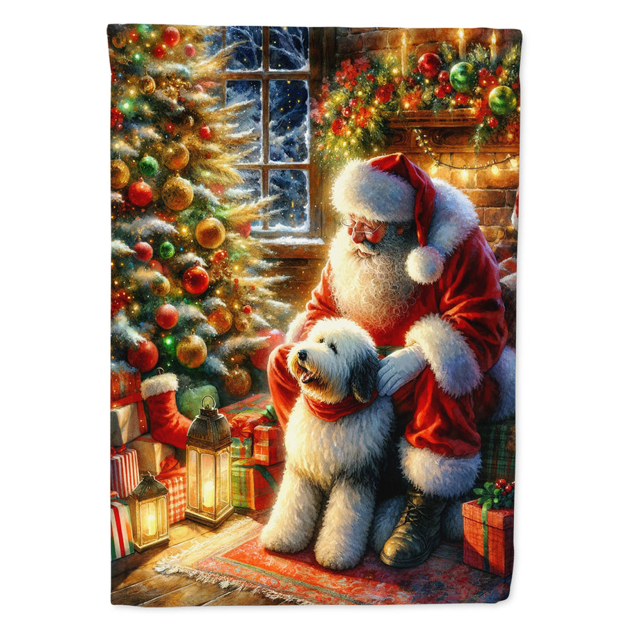 Old English Sheepdog and Santa Claus House Flag Image 1