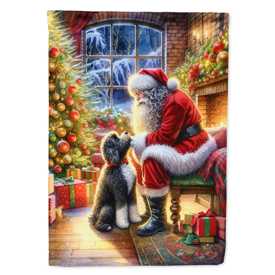 Portuguese Water Dog and Santa Claus House Flag Image 1