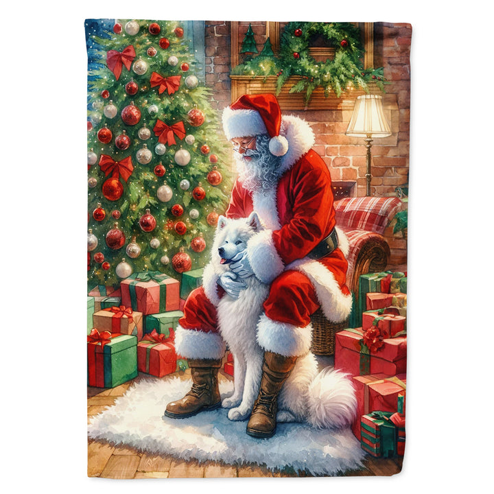 Samoyed and Santa Claus House Flag Image 1