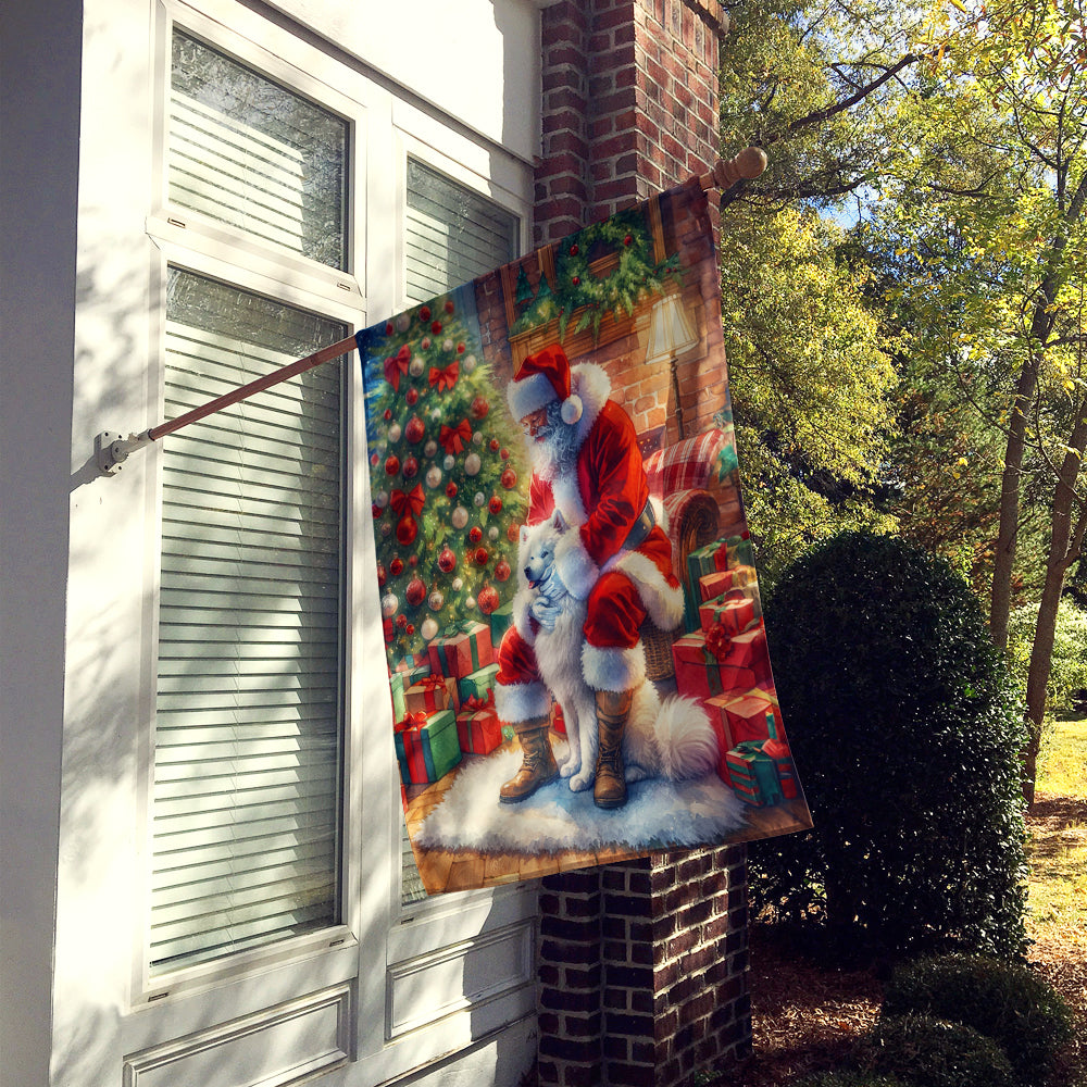 Samoyed and Santa Claus House Flag Image 2