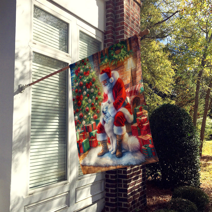 Samoyed and Santa Claus House Flag Image 2