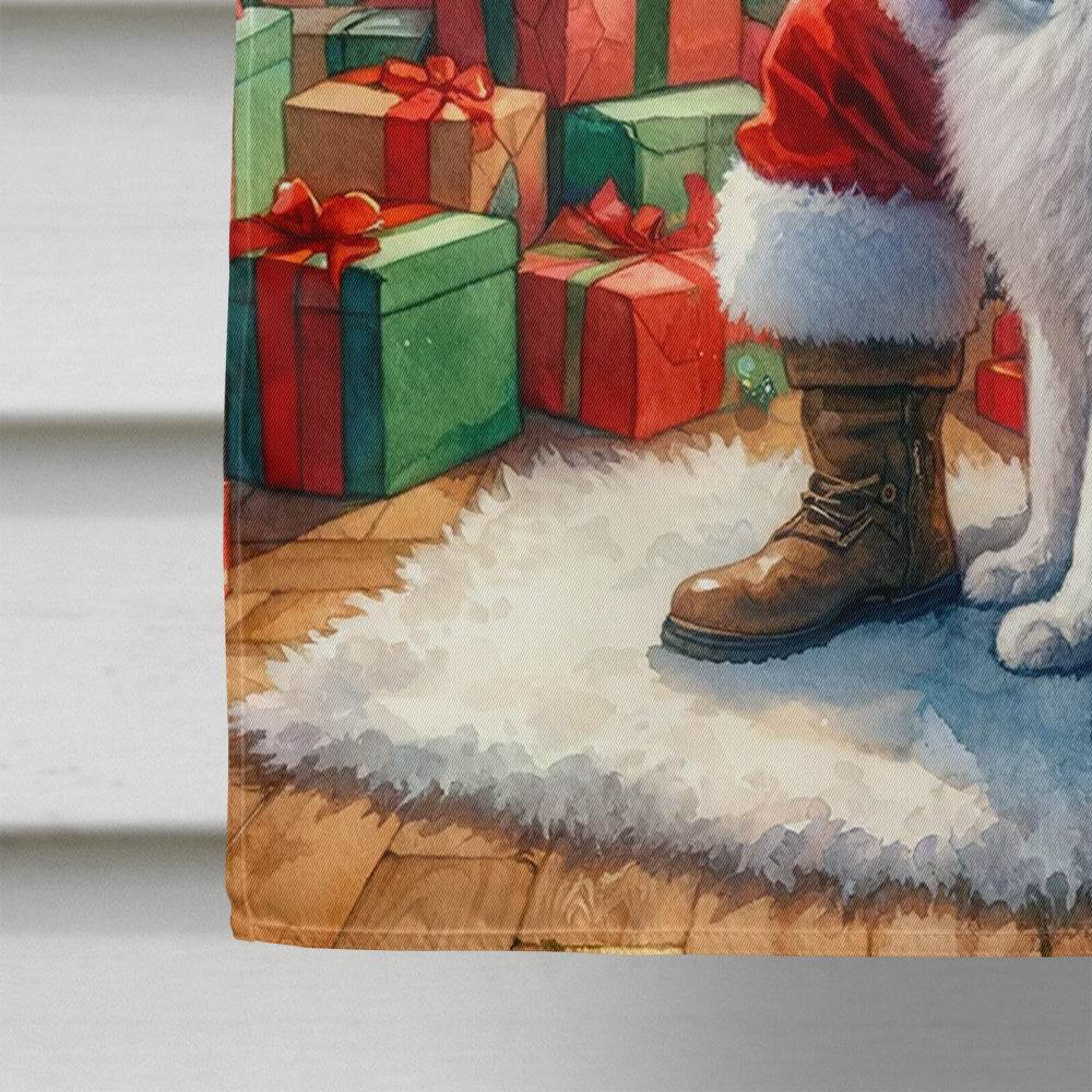 Samoyed and Santa Claus House Flag Image 4