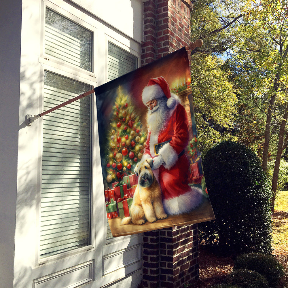 Wheaten Terrier and Santa Claus House Flag Image 2