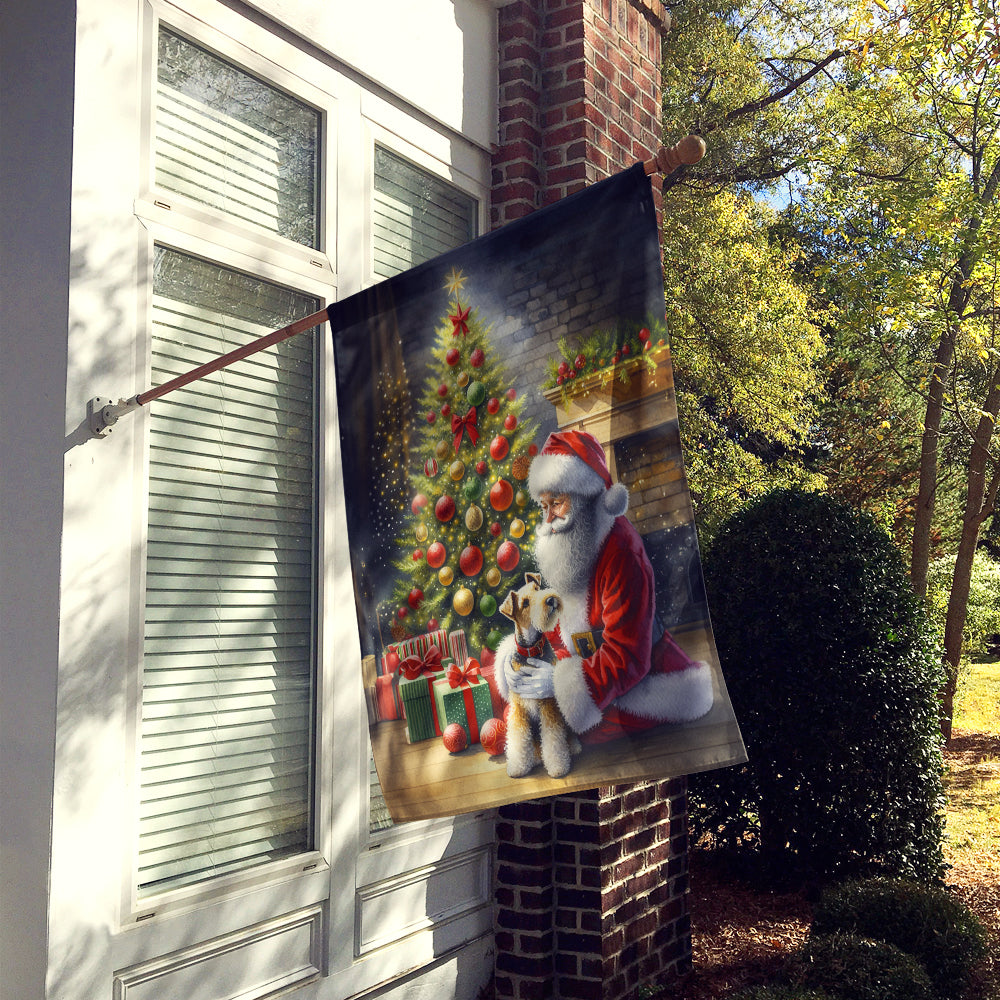 Fox Terrier and Santa Claus House Flag Image 2