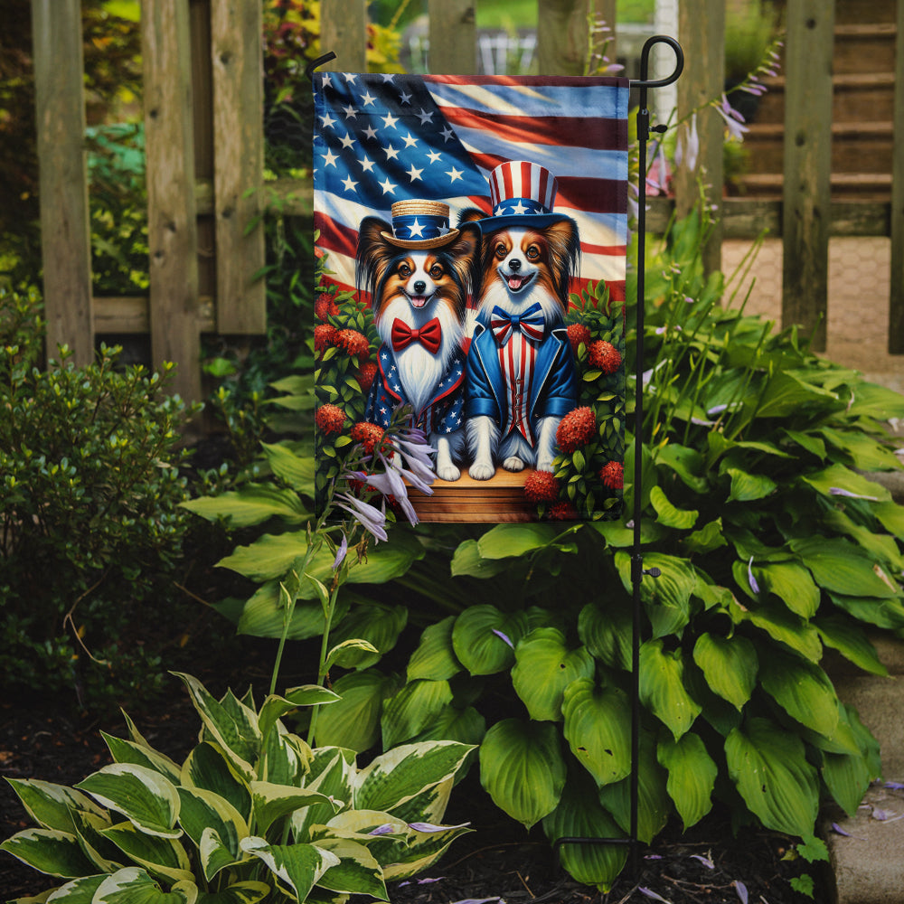 All American Papillon Garden Flag Image 2